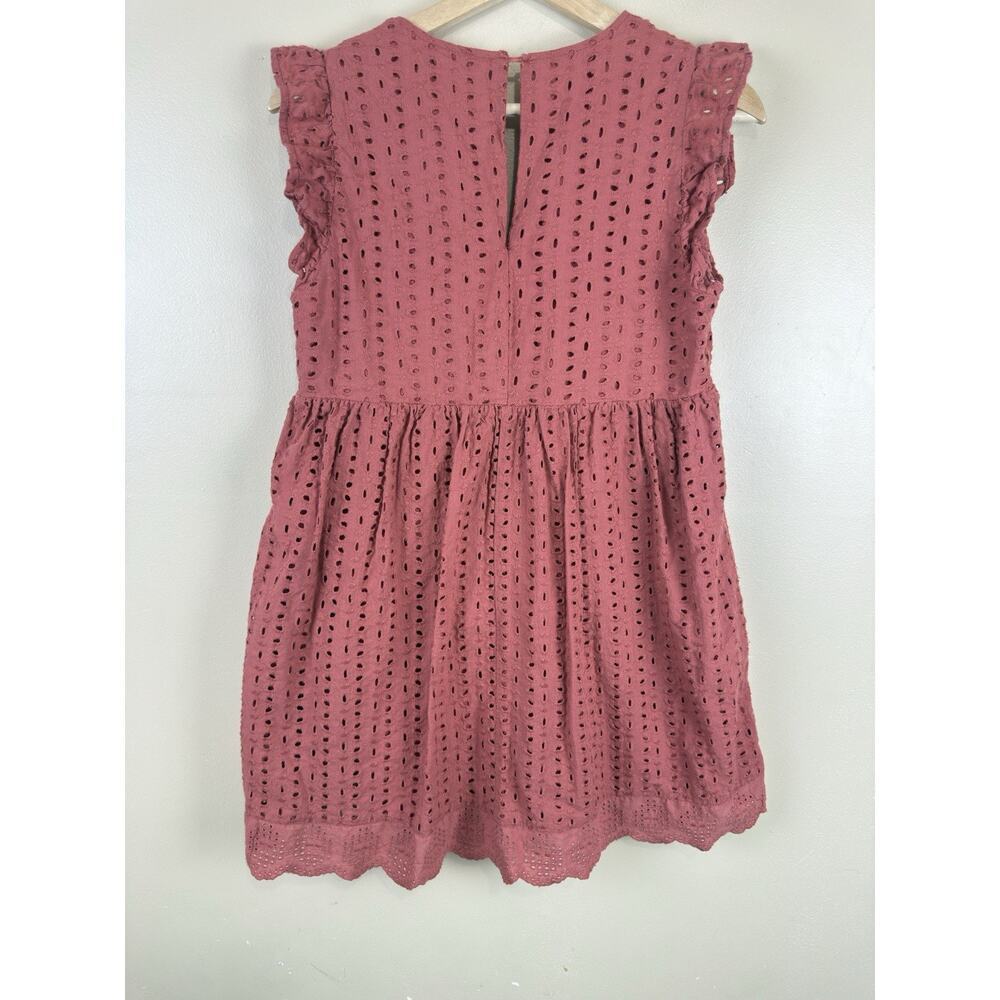 Mustard Seed Rust Eyelet Romper Dress Women’s S Terracotta Ruffle Boho Playsuit - Picture 7 of 16